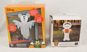 Gemmy Disney Mickey Ghost & Mummy Halloween Airblown Inflatable Yard Decor Lot